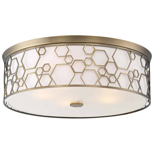 Minka Lavery 1845-108 20in Flush Mount | Transitional Polished Satin Brass | Hallway & Bedroom Ceiling Light | 20 x 20 x 6.5 in | Model 1845-108