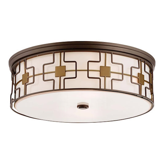 Minka Lavery 20in LED Flush Mount | Transitional Dark Brushed Bronze with Aged Brass | Bedroom & Hallway Ceiling Light | Model 1846-104-L