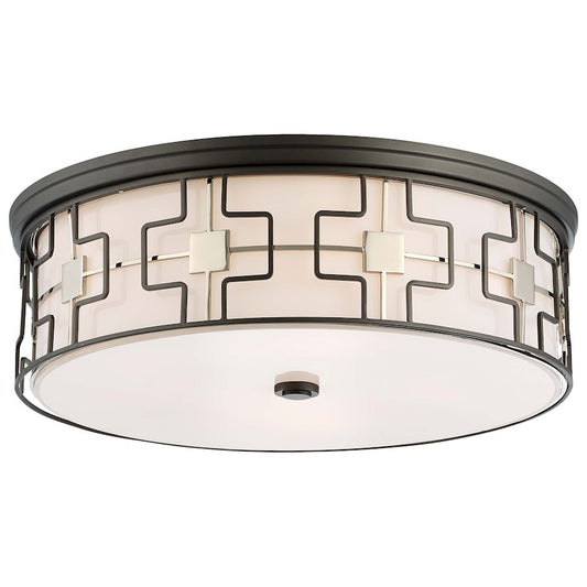 Minka Lavery 20in Flush Mount | Transitional Dark Gray and Polished Nickel with Frosted White Glass | Bedroom & Hallway Ceiling Light | Model 1846-105