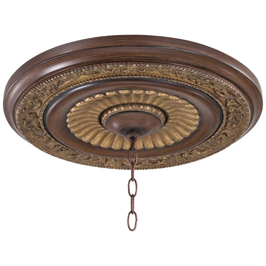 Minka Lavery Belcaro 21in Ceiling Medallion | Traditional Walnut | Living Room & Dining Room Accent | 21 x 21 x 2 in | Model 1940-126