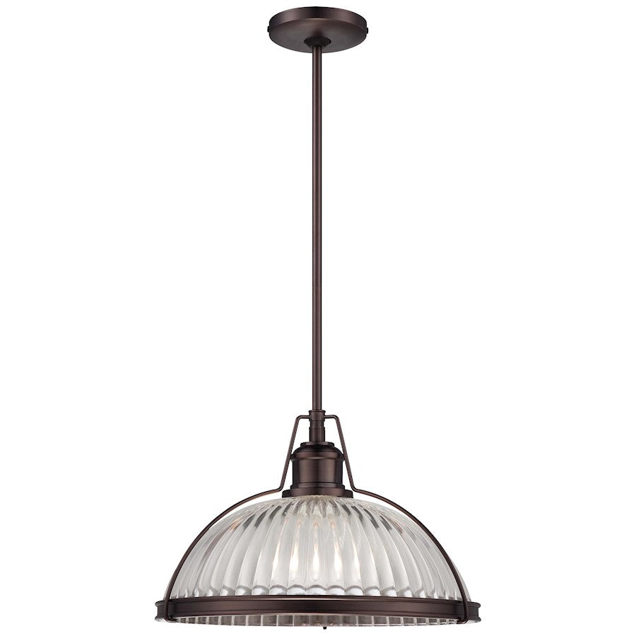 Minka Lavery 16in 1-Light Pendant | Traditional Dark Brushed Bronze | Kitchen Island & Dining Room | W 16 x H 10 in | Model 2243-267C