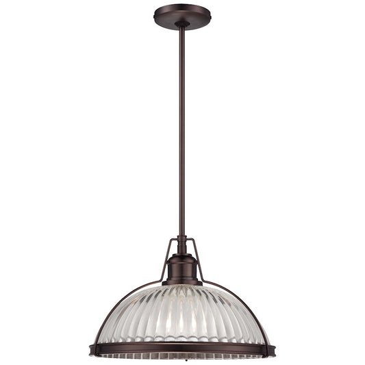 Minka Lavery 16in 1-Light Pendant | Traditional Dark Brushed Bronze | Kitchen Island & Dining Room | W 16 x H 10 in | Model 2243-267C