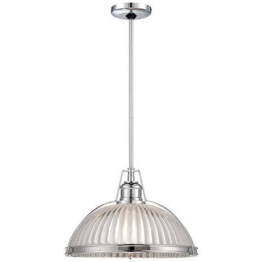 Minka Laver 16in 1-Light Pendant | Traditional Chrome | Kitchen Island & Dining Room | 16 x 10 in | Model 2243-77