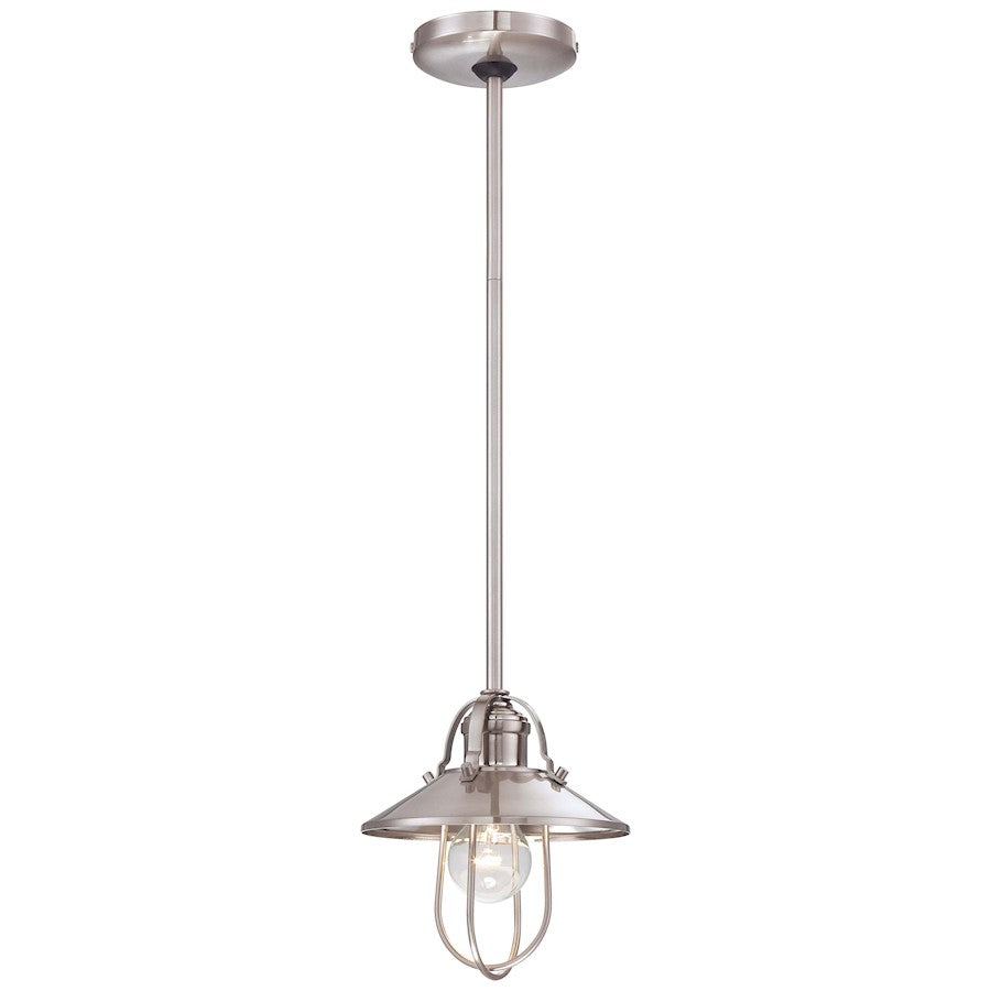 Minka Lavery 2250 8in 1-Light Pendant | Traditional Brushed Nickel | Kitchen Island & Dining Room | 8 x 8 x 8 in | Model 2250-84