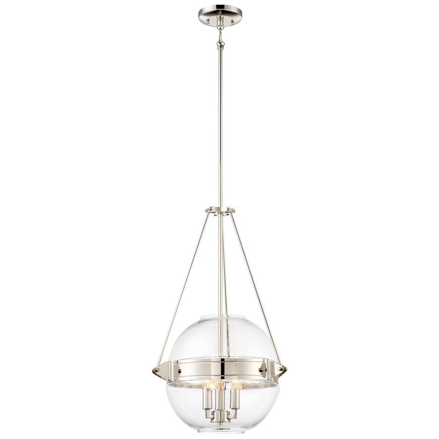 Minka Lavery Atrio 16in 3-Light Pendant | Transitional Polished Nickel and Clear Glass | Kitchen Island & Dining Room | Model 2291-613