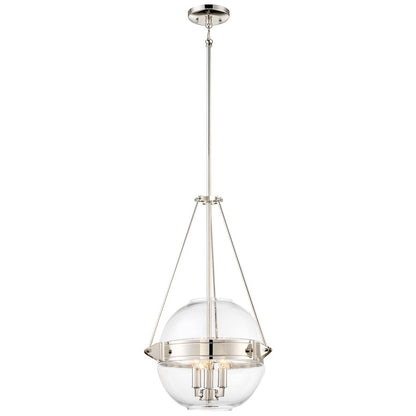 Minka Lavery Atrio 16in 3-Light Pendant | Transitional Polished Nickel and Clear Glass | Kitchen Island & Dining Room | Model 2291-613