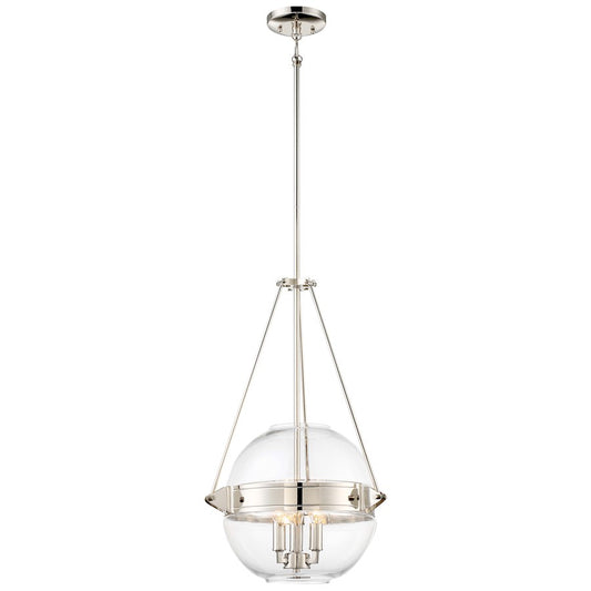 Minka Lavery Atrio 16in 3-Light Pendant | Transitional Polished Nickel and Clear Glass | Kitchen Island & Dining Room | Model 2291-613
