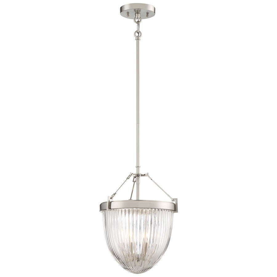 Minka Lavery Atrio 12in Semi-Flush Mount | Transitional Brushed Nickel and Clear Halophane Glass | Hallway & Bedroom | 12 x 12 x 14 in | Model 2322-84