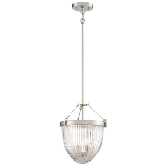 Minka Lavery Atrio 12in Semi-Flush Mount | Transitional Brushed Nickel and Clear Halophane Glass | Hallway & Bedroom | 12 x 12 x 14 in | Model 2322-84