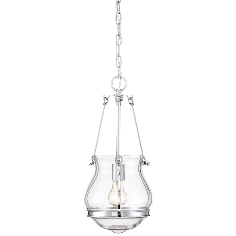 Minka Lavery Atrio 10in 1-Light Mini Pendant | Transitional Chrome and Clear Glass | Kitchen Island & Breakfast Nook | 10 x 10 x 19 in | Model 2331-77