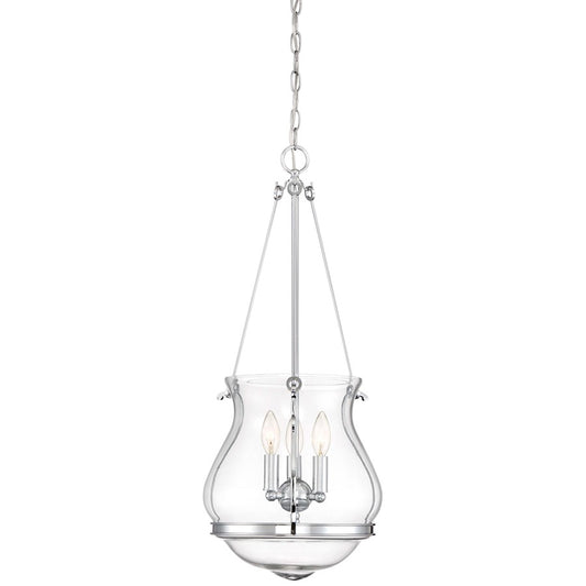 Minka Laver Atrio 14in 3-Light Pendant | Chrome and Clear Glass Transitional | Kitchen Island & Dining Room | 14.5 x 14.5 x 26.5 in | Model 2333-77