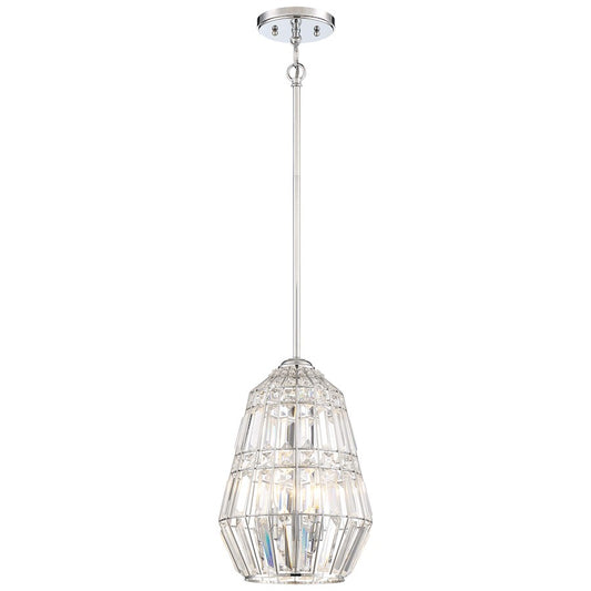 Minka Lavery Braiden 10in 1-Light Mini Pendant | Chrome Crystal Faceted | Kitchen Island & Dining Room | 10 x 10 x 14 in | Model 2343-77