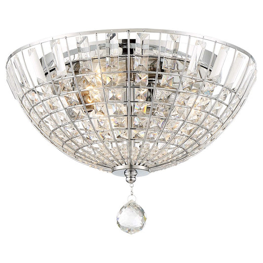 Minka Lavery Braiden 16in 1-Light Flush Mount | Chrome Transitional | Bedroom & Hallway Ceiling Light | 16 x 16 x 11 in | Model 2347-77