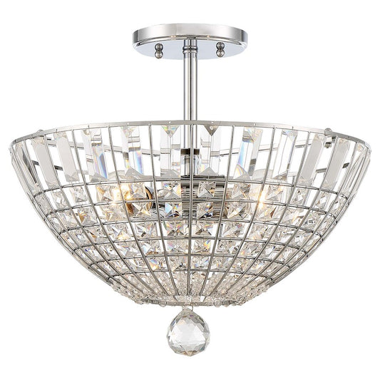 Minka Lavery Braiden 16in 1-Light Semi-Flush Mount | Transitional Chrome and White Glass | Hallway & Bedroom Ceiling Light | Model 2348-77