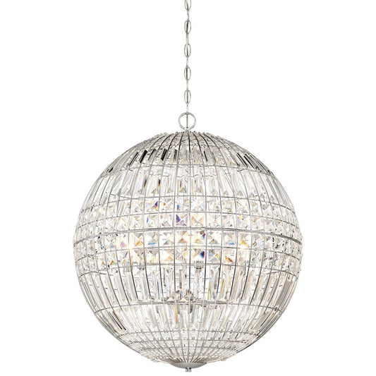 Minka Laver Palermo 24in 6-Light Pendant | Chrome and Crystal | Kitchen Island & Dining Room | 24 x 24 x 28 in | Model 2356-77