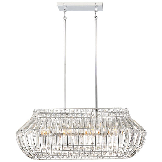 Minka Lavery Braiden 34in 6-Light Island Pendant | Chrome Steel and Crystal | Kitchen Island & Dining Room | 34 x 14 x 12.5 in | Model 2367-77