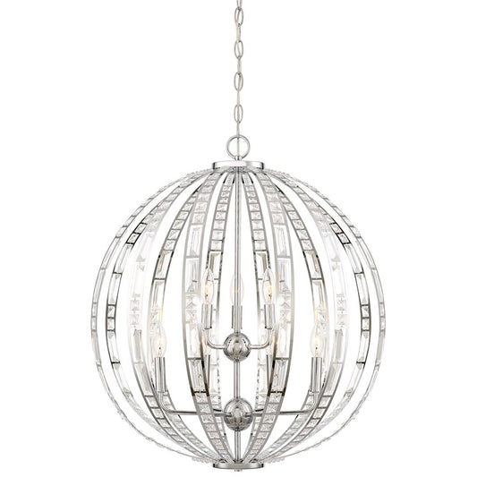 Minka Lavery Palermo 24in 1-Light Pendant | Chrome Transitional | Kitchen Island & Dining Room | 24 x 24 x 28 in | Model 2378-77
