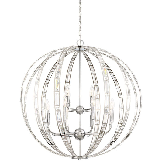 Minka Lavery Palermo 32in 1-Light Pendant | Chrome Transitional | Kitchen Island & Dining Room | 32 x 32 x 33 in | Model 2379-77