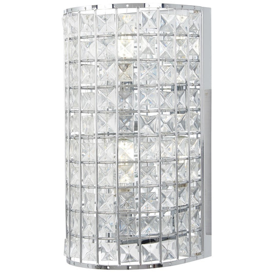 Minka Lavery Palermo 12in 1-Light Wall Sconce | Chrome Steel and Crystals | Bedroom & Hallway Accent | 6 x 6 x 12 in | Model 2382-77