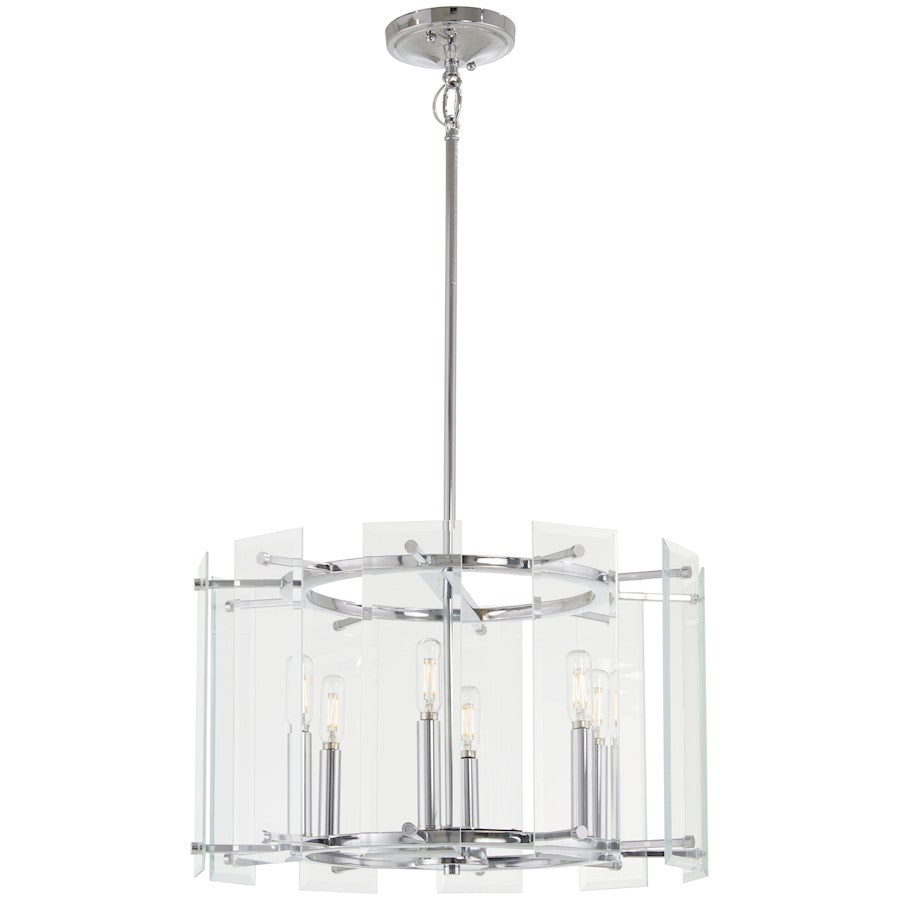 Minka Lavery Beacon Trace 20in 1-Light Pendant | Chrome Steel and Clear Beveled Glass | Kitchen Island & Dining Room | 20 x 20 x 12 in | Model 2394-77