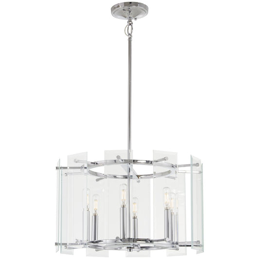 Minka Lavery Beacon Trace 20in 1-Light Pendant | Chrome Steel and Clear Beveled Glass | Kitchen Island & Dining Room | 20 x 20 x 12 in | Model 2394-77