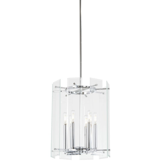 Minka Lavery Beacon Trace 14in 1-Light Pendant | Chrome Steel and Clear Beveled Glass | Kitchen Island & Dining Room | Model 2395-77