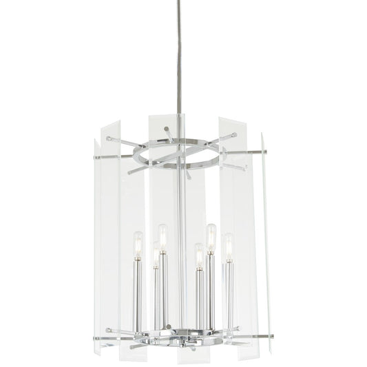Minka Lavery Beacon Trace 18in 1-Light Pendant | Chrome Steel and Clear Beveled Glass | Kitchen Island & Dining Room | 18 x 18 x 22 in | Model 2396-77