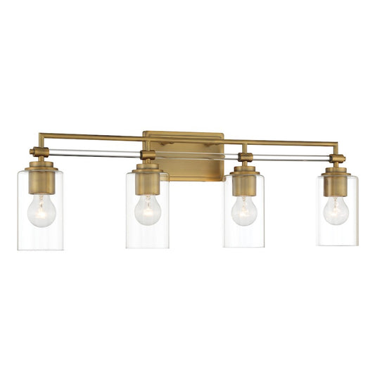 Minka Lavery Binsly 4 Light Bath Vanity, Aged Brass/Clear - 2644-575