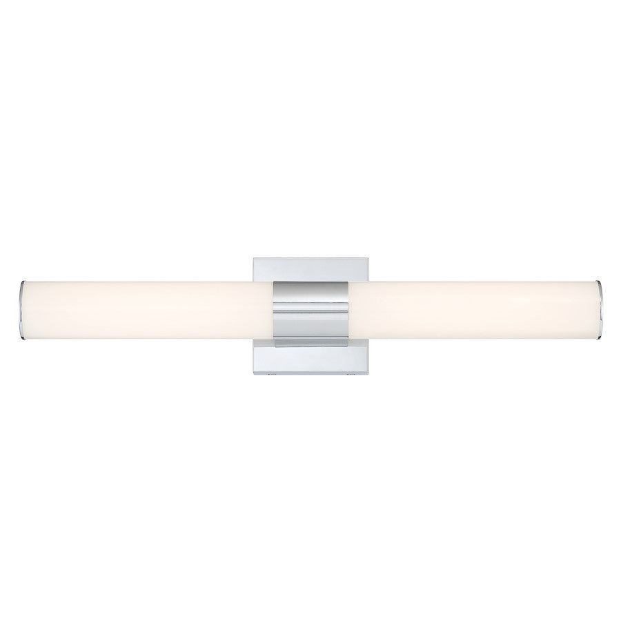 Minka Lavery 24in 1-Light Wall Sconce | Chrome Steel and White Acrylic | Hallway & Bathroom Accent | 24 x 5 in | Model 2873-77-L