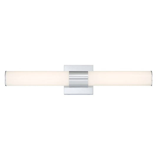 Minka Lavery 24in 1-Light Wall Sconce | Chrome Steel and White Acrylic | Hallway & Bathroom Accent | 24 x 5 in | Model 2873-77-L