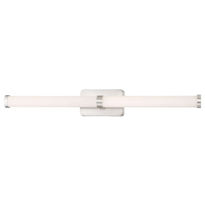 Minka Lavery 24in 1-Light Wall Sconce | Chrome Steel and White Acrylic | Hallway & Bathroom Accent | 24 x 5 in | Model 2873-77-L