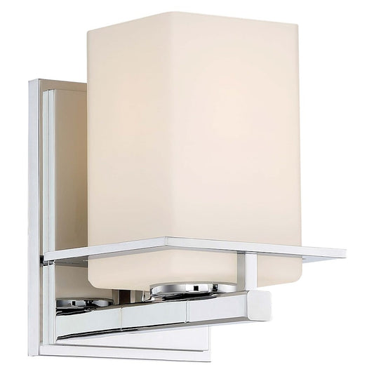 Minka Lavery Tournee 1-Light Bath Vanity | Chrome and Frosted Glass | Bathroom Vanity Light | 5.5 x 5 x 7 in | Model 3001-77