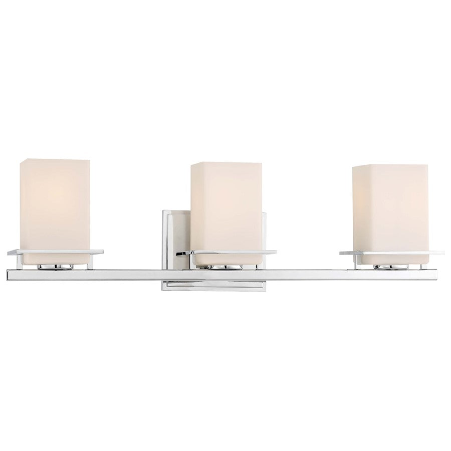 Minka Lavery Tournee 3-Light Bath Vanity | Chrome and Frosted Glass | Bathroom Vanity Light | 5.5 x 24 x 7 in | Model 3003-77