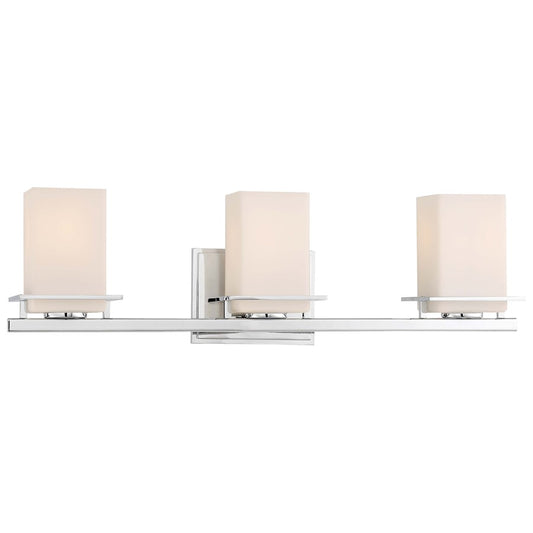 Minka Lavery Tournee 3-Light Bath Vanity | Chrome and Frosted Glass | Bathroom Vanity Light | 5.5 x 24 x 7 in | Model 3003-77