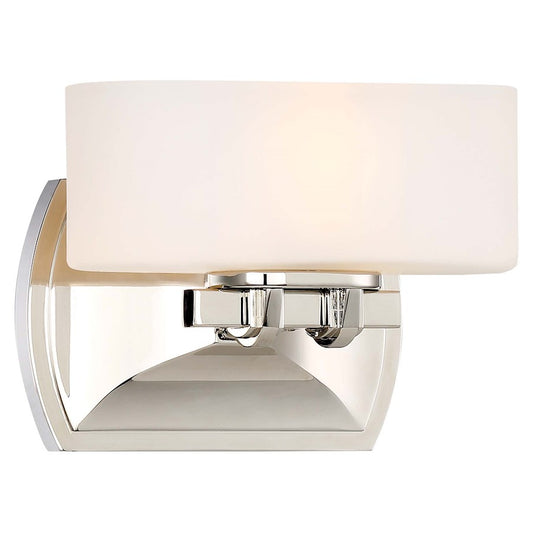 Minka Lavery Drury 1-Light Bath Vanity | Polished Nickel and Etched Opal Glass | Bathroom Vanity Light | 5 x 8 x 6.25 in | Model 3011-613