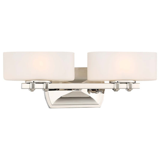 Minka Lavery Drury 18in 2-Light Bath Vanity Light | Traditional Polished Nickel and Etched Opal Glass | Bathroom Vanity | Model 3012-613