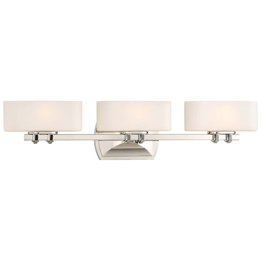 Minka Lavery Drury 3-Light Bath Vanity | Polished Nickel and Etched Opal Glass | Bathroom Vanity Light | 5 x 27 x 6.25 in | Model 3013-613