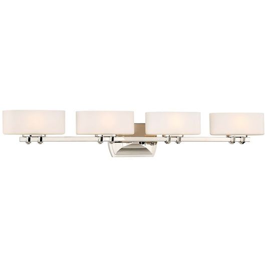Minka Lavery Drury 36in 4-Light Vanity Light | Traditional Polished Nickel and Etched Opal Glass | Bathroom Vanity | 36 x 5 x 6 in | Model 3014-613