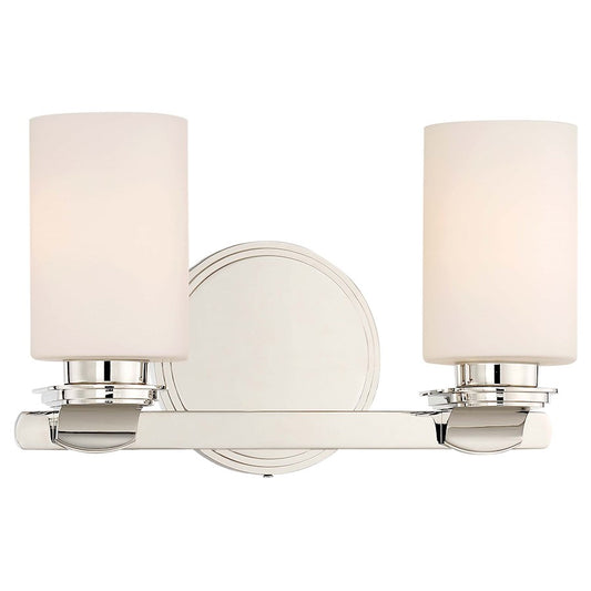 Minka Lavery Arrondir 14in 2-Light Bath Vanity | Traditional Polished Nickel and Etched White Glass | Bathroom Vanity Light | Model 3022-613