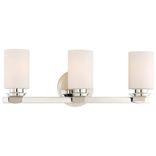 Minka Lavery Arrondir 24in 3-Light Vanity Light | Traditional Polished Nickel and Etched White Glass | Bathroom Vanity | Model 3023-613