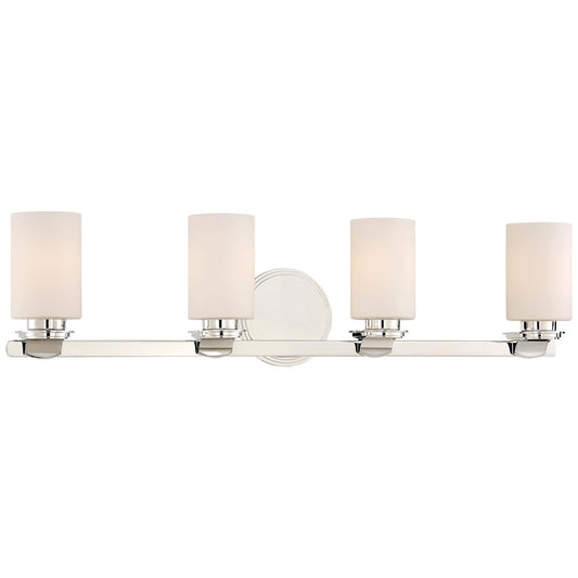 Minka Lavery Arrondir 34in 4-Light Vanity Light | Traditional Polished Nickel and Etched White Glass | Bathroom Vanity | Model 3024-613