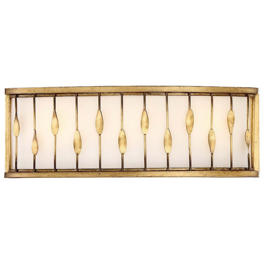 Minka Lavery Olivetas 20in 3-Light Vanity Light | Vintage Il Terrace Gold Leaf and White Ribbed Fabric | Bathroom Vanity | Model 3053-571