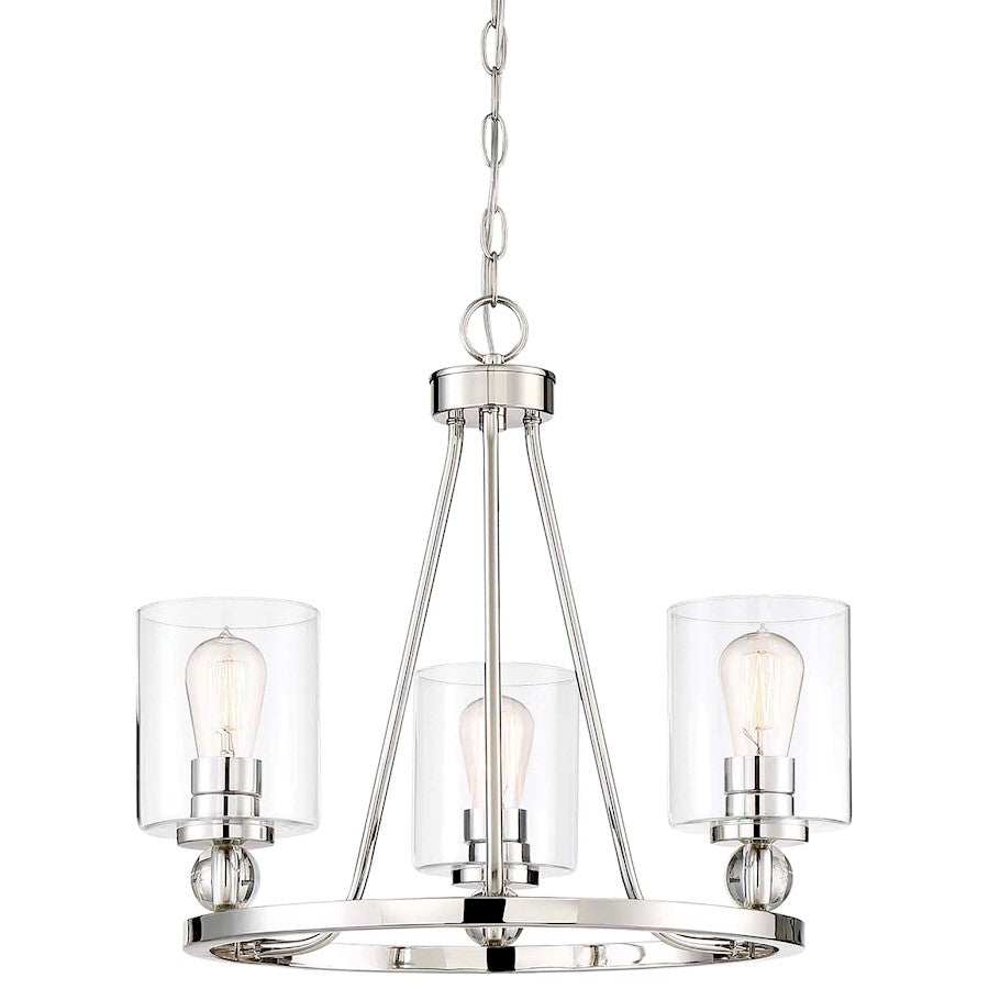 Minka Lavery Studio 5 22in 3-Light Chandelier | Polished Nickel and Clear Glass | Kitchen Island & Dining Room | 22 x 19 in | Model 3077-613