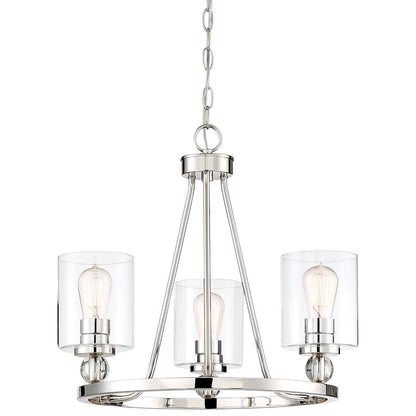 Minka Lavery Studio 5 22in 3-Light Chandelier | Polished Nickel and Clear Glass | Kitchen Island & Dining Room | 22 x 19 in | Model 3077-613