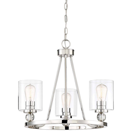Minka Lavery Studio 5 22in 3-Light Chandelier | Polished Nickel and Clear Glass | Kitchen Island & Dining Room | 22 x 19 in | Model 3077-613