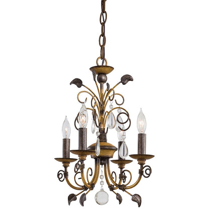 Minka Lavery Belcaro Walnut 4-Light Mini Chandelier | Traditional Walnut Finish | Dining Room & Entryway | 12.5 x 12.5 x 16 in | Model 3127-126