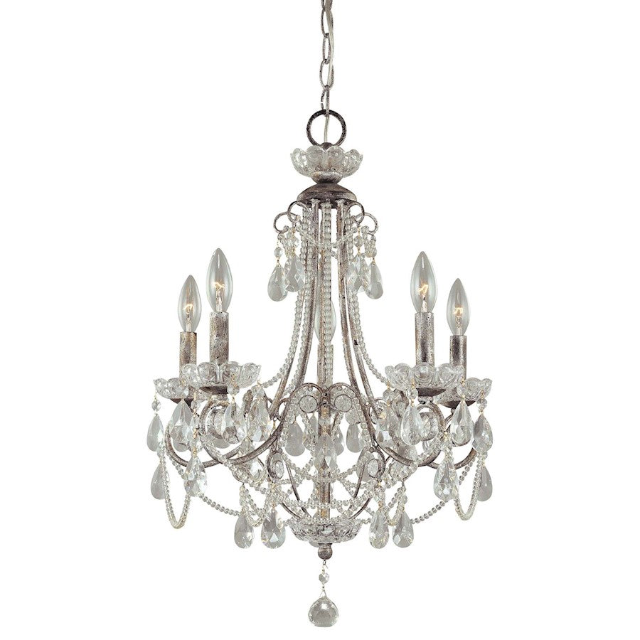 Minka Lavery 5-Light Mini Chandelier | Traditional Distressed Silver | Dining Room & Foyer | 18 x 18 x 26 in | Model 3134-207