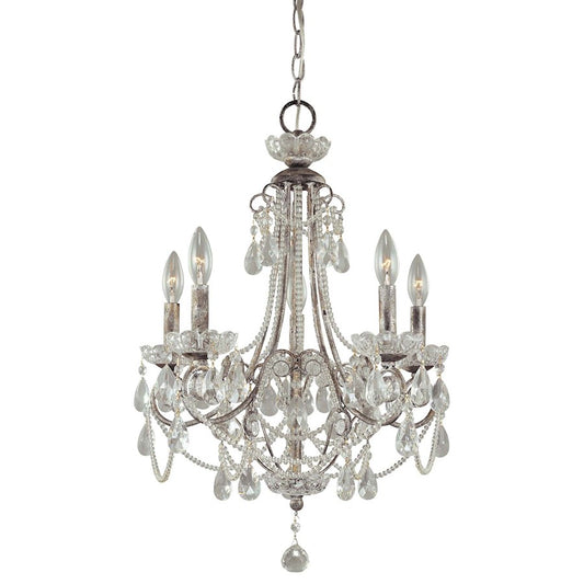 Minka Lavery 5-Light Mini Chandelier | Traditional Distressed Silver | Dining Room & Foyer | 18 x 18 x 26 in | Model 3134-207