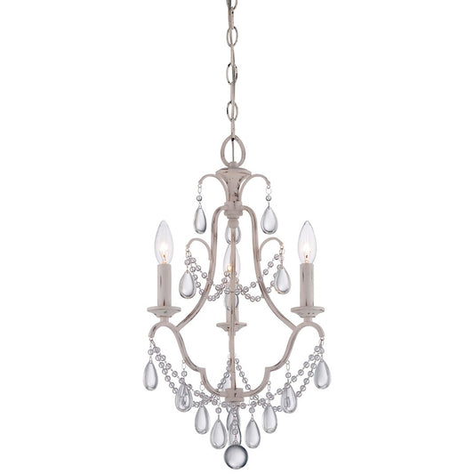 Minka Lavery 3-Light Mini Chandelier | Traditional Provencal Blanc | Dining Room & Foyer | 13.5 x 13.5 x 22 in | Model 3137-648
