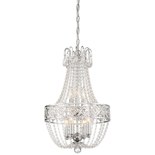 Minka Lavery Mini Chandelier | Traditional Chrome | Dining Room & Foyer Accent | 14 x 14 x 22 in | Model 3159-77